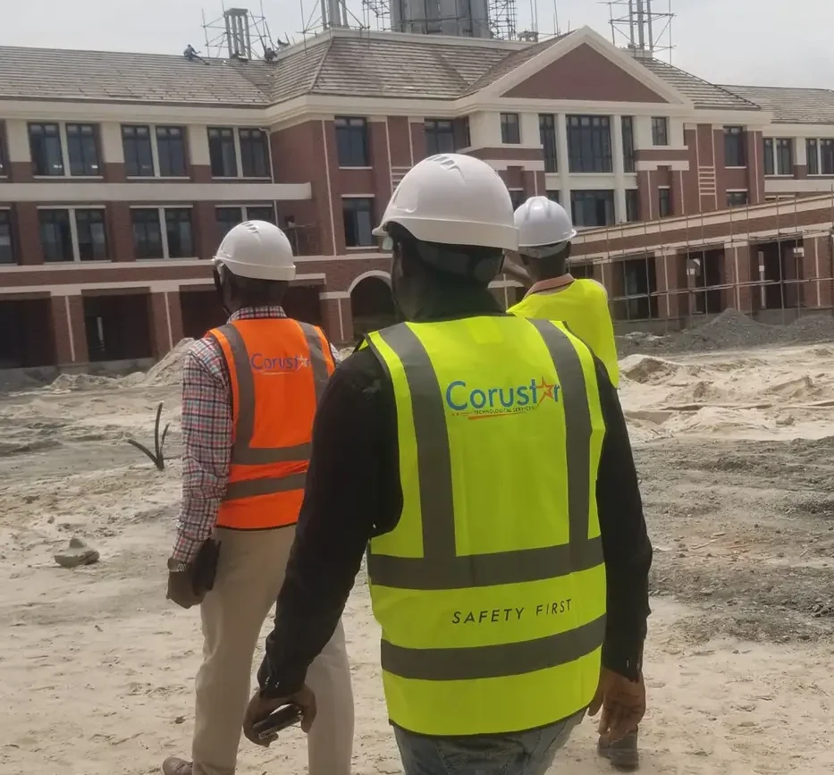 Corustar Technological Services engineer inspecting electrical installations at Chatham House School, Lagos